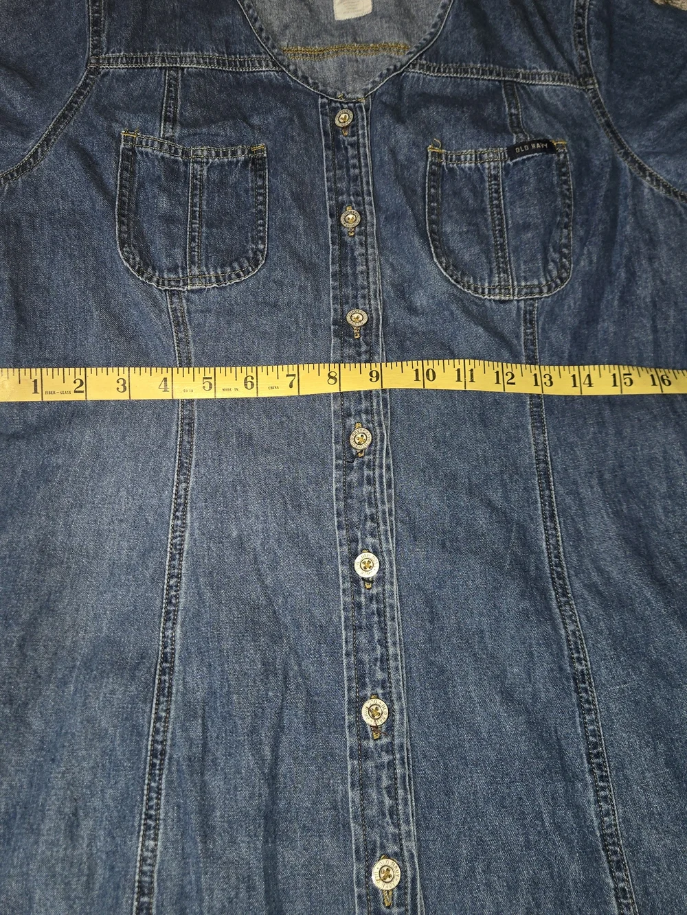 90s Old Navy Denim Button-Front Maxi Dress - Blue - Picture 6 of 7